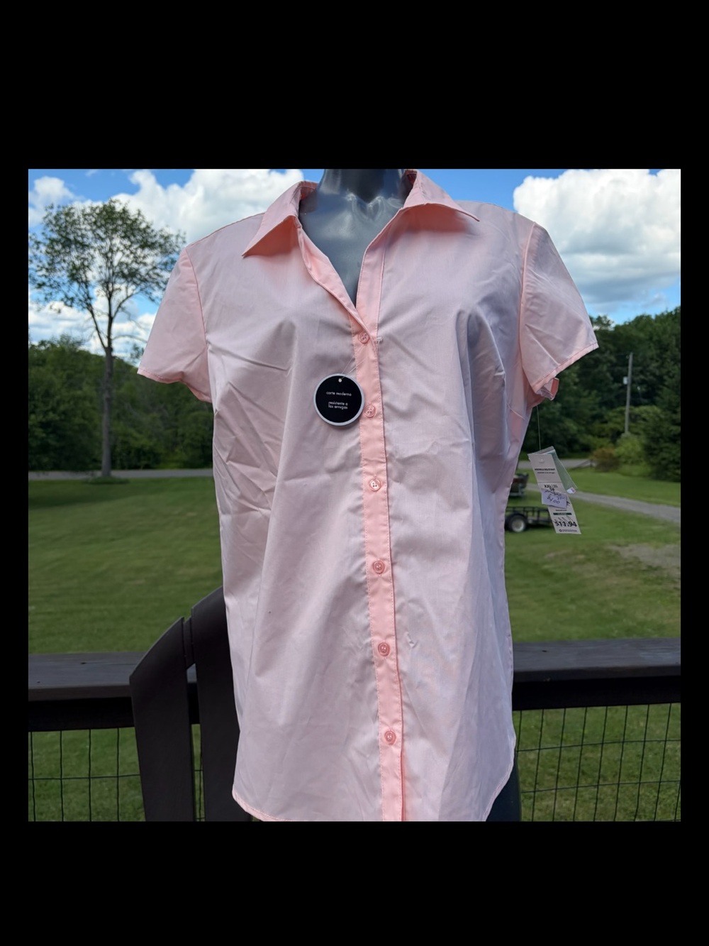 George Women Shirt [2X/20]Pink Short Sleeve Button Up Blouse NWT Casual Summer
